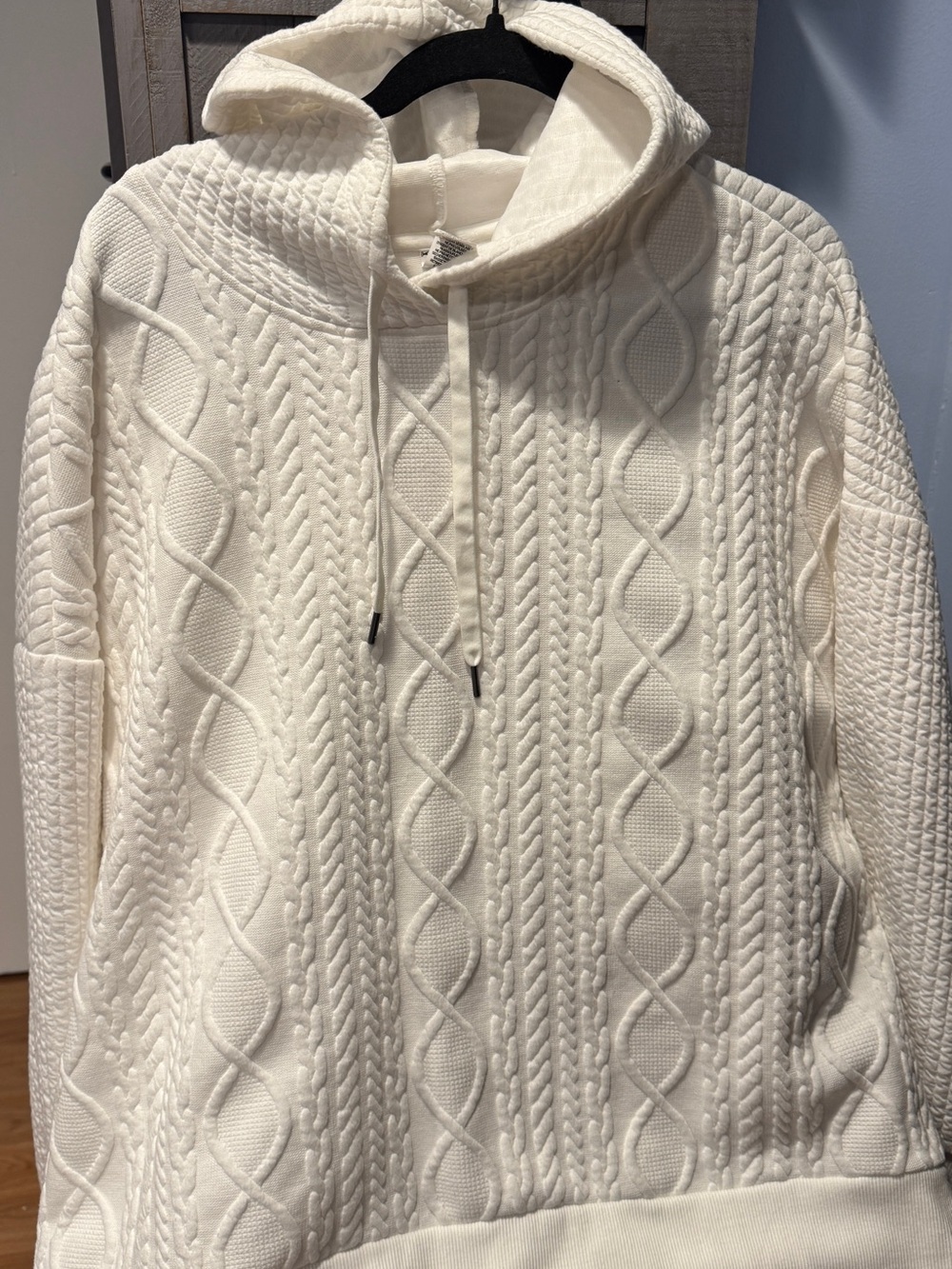 RBX Cream Cable-Knit Hooded Pullover